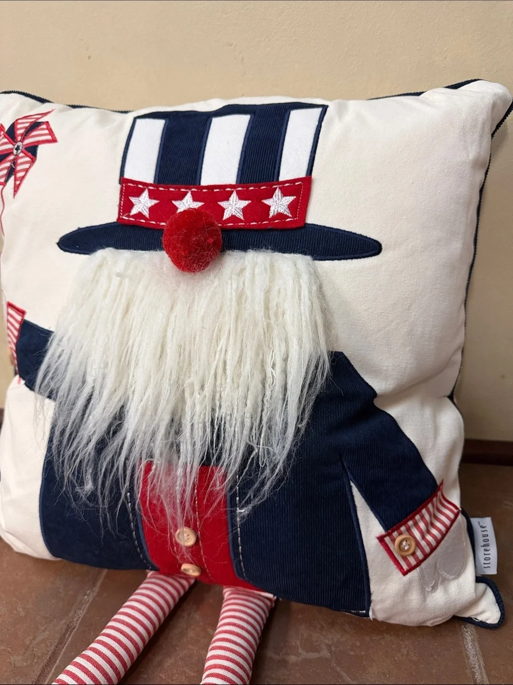Americana Gnome patriotic decorative pillow by the home decor brand Storehouse
